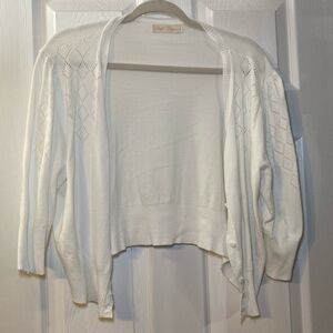 Belle Poque White Heart Button Cardigan Women's Size XL